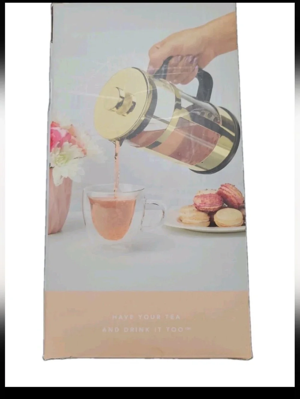 Pinky Up Piper Stainless Steel French Press Coffee Tea Maker Borosilicate Glass
